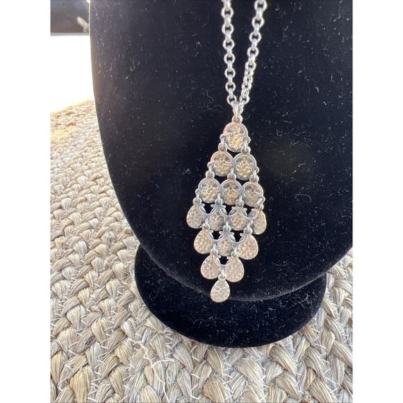 Lucky Brand Boho Necklace Y2K Silver Tone Tear drops Charms 15.5” Drop LONG - Picture 6 of 6